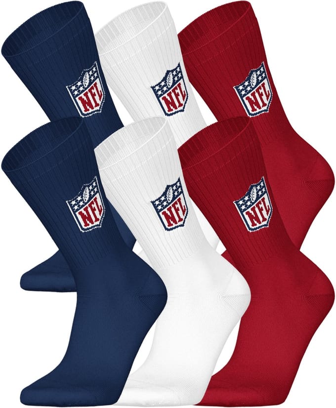 NFL SHIELD Crew Socks - 6-pack - Blauw/Wit/Rood - Maat 35/38