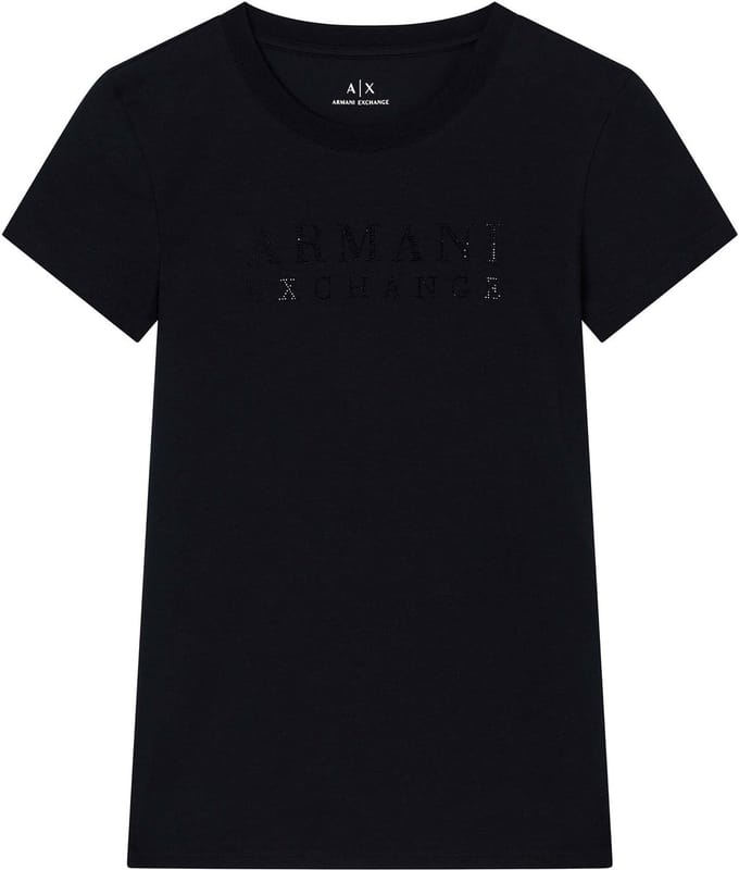 Rhinestone Embellished Round Neck Short Sleeve T-shirt Wo - Black