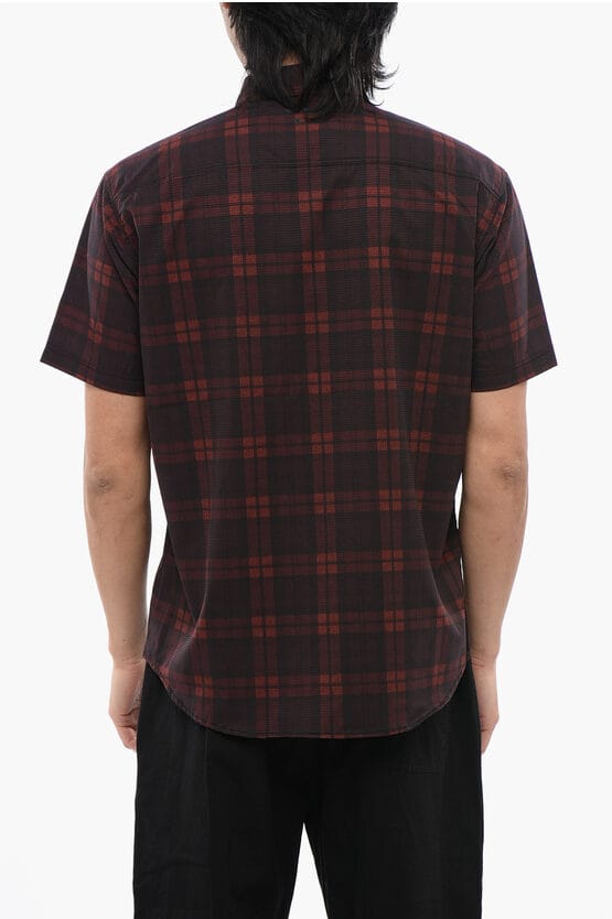 Geruit MESH-overhemd met korte mouwen in rood
