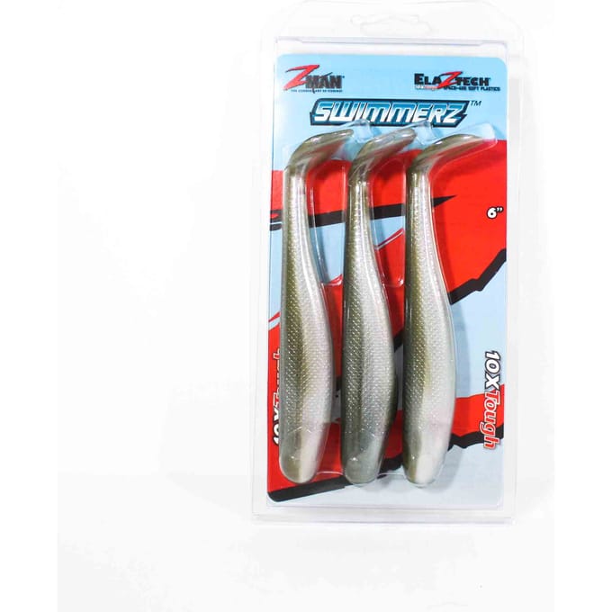 Zman Soft Lure SwimmerZ 6 Inch 3/Pack Shiner (4905)