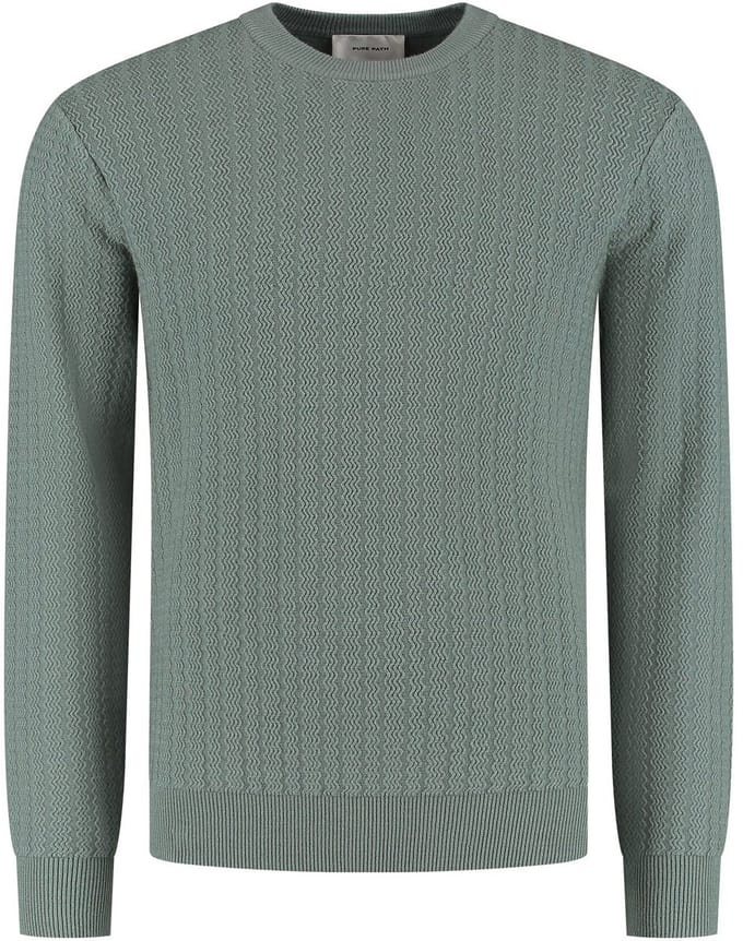 Pure Path Regular fit Zig Zag Crewneck Knitwear Army Green (25030801 - 10)