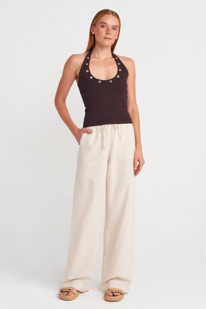 Brede-Leg Linnenmix Broek
