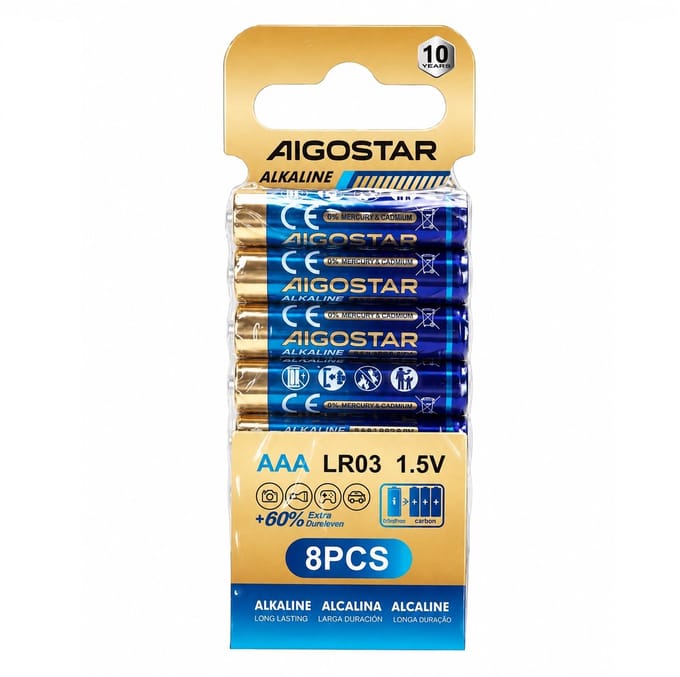Aigostar Alkaline batterij AAA - 8 Stuks - LR03 - 1.5V - 8 Stuks