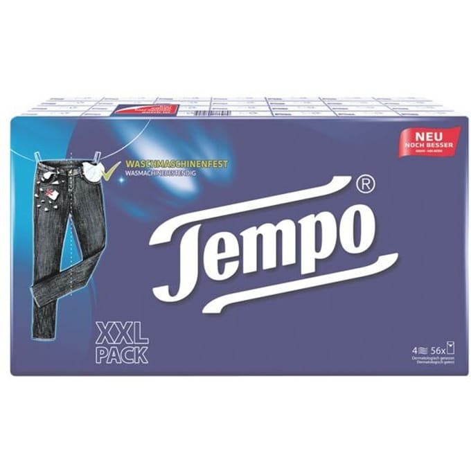 Tempo zakdoekjes 3 in 1, fluweelzacht, 1 pak van 56 x 10 tissues