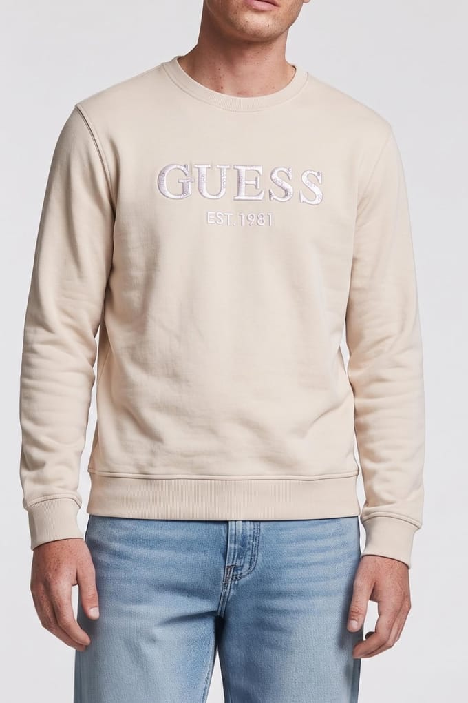 GUESS  Eco Beau Cn Sweatshirt Resort Sand Größe: S | Pullover Outlet | Herren | Braun