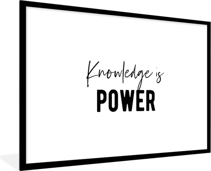 Fotolijst incl. Poster - Quotes - Kennis - Leren - Studenten - Studeren - 90x60 cm - Posterlijst
