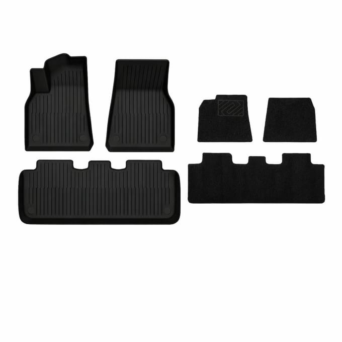 Tesla Model Y Interieurmatten Rubber + Velours 2021-02.2025 - Interieur Accessoires