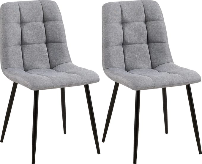 CLP Tilde Set van 2 eetkamerstoelen - Zonder armleuning - Industrieel - Stof/grijs
