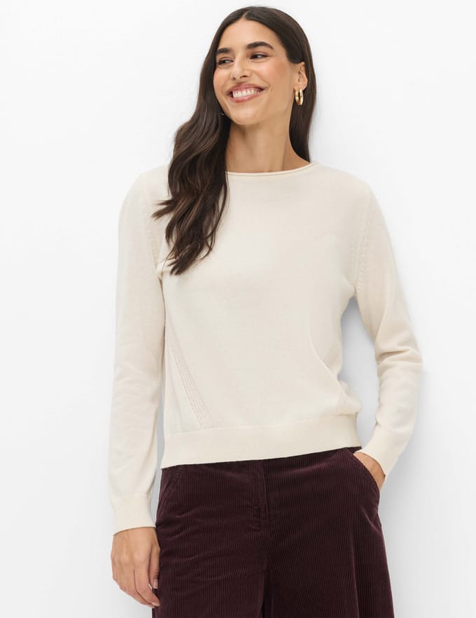 Brax Dames Trui  Style LISA dark ecru, crèmewit, maat 32