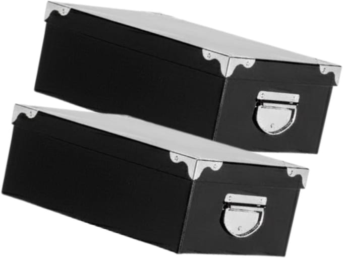 5Five Spullen Opbergdoos box - 2x - zwart - 28 x 20 x 11 cm - Karton - Diverse toepassingen - Opslagbox