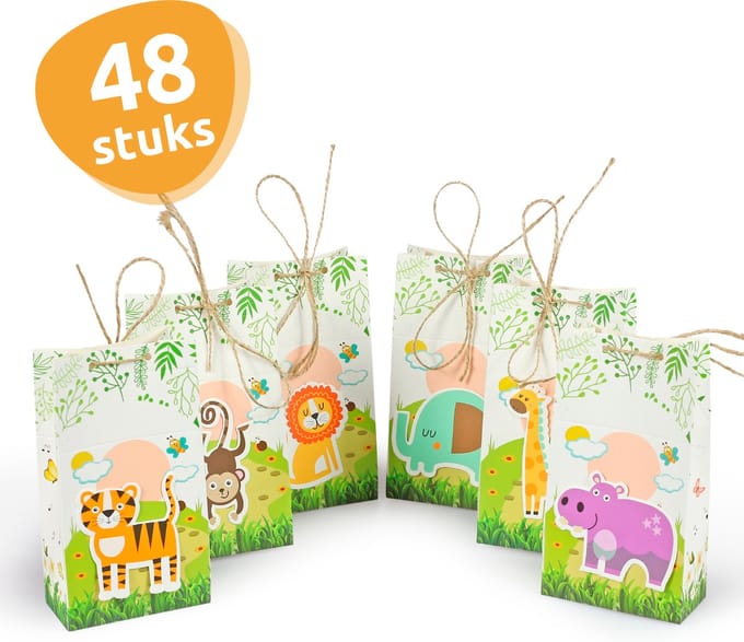 Isa's Friends® - Uitdeelzakjes Safari - 48 stuks - Uitdeelcadeaus