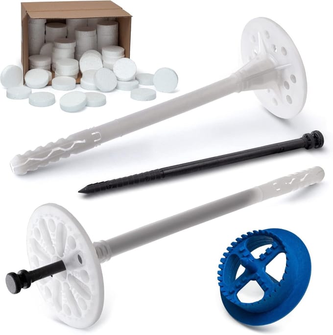 Isolatiepluggen Set - Gevelisolatie Pluggen - Gevel Isoleren - Met Frees - 10 x 220 mm - Wit