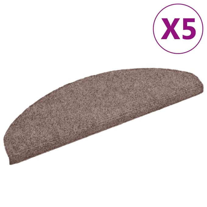 vidaXL - Trapmatten - Zelfklevend - 5 - stuks - 65x21x4 - cm - lichtbruin - Halfrond - Groot