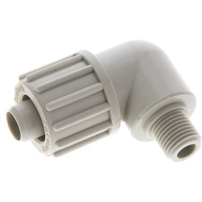 16x10mm & G1/4'' PP L-Vorm Knelfitting Buitendraad 10bar Kunststof en Polyamide