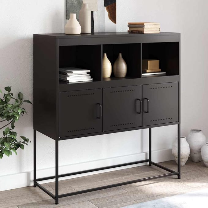 vidaXL - Dressoir - 100,5x39x107 - cm - staal - zwart