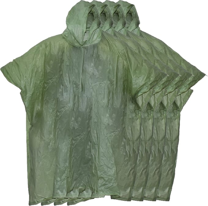 Benson Regenponcho met capuchon - 10x - groen - herbruikbaar - PVC