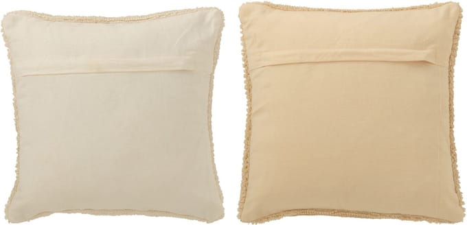 J-Line kussen Hohoho - polyester - wit/beige - 2 stuks
