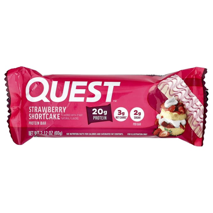 Quest Nutrition, Eiwitreep, Aardbeien Shortcake, 4 Repen, 60g (2,12 oz) Elk