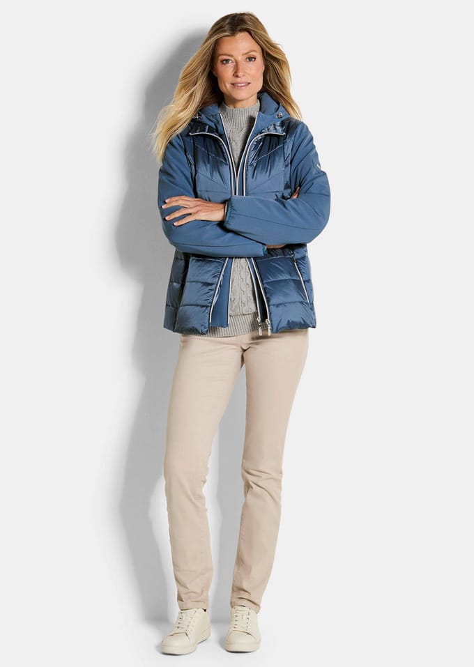 Gewatteerd jack met mouwen van softshell - rookblauw - Gr. 21 van Goldner Fashion