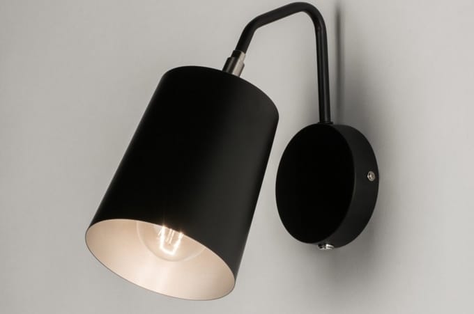 Lumidora Wandlamp 72771 - Voor binnen - SANTIAGO - E27 - Zwart - Metaal