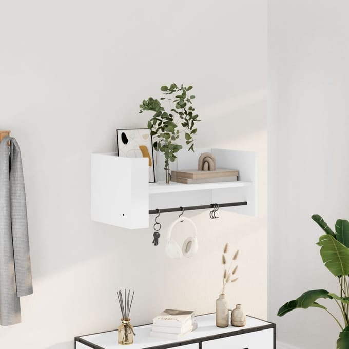Vidaxl Wandplank, Wit, 70,5X35X30,5 Cm, Materiaal Houtvezelplaat