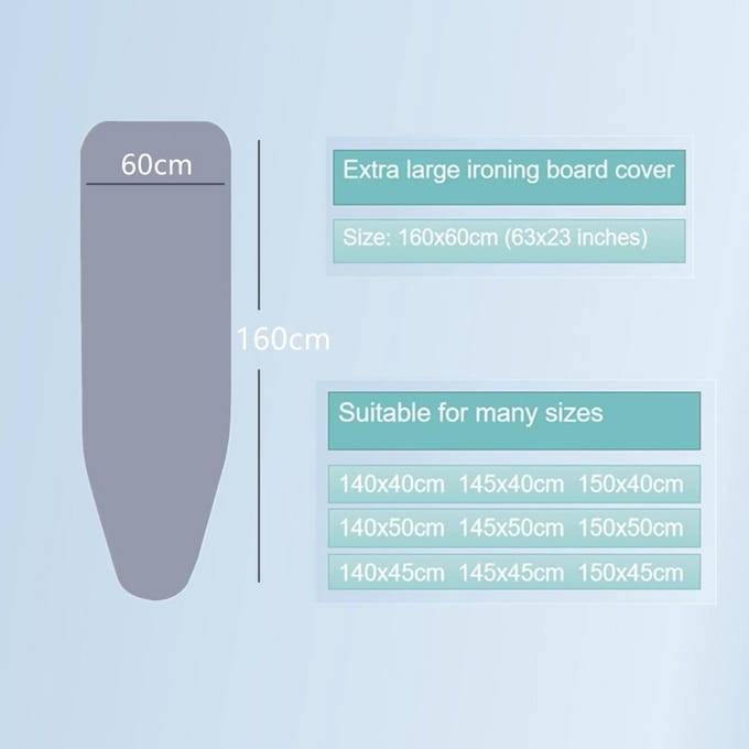 Extra Groot Strijkplankovertrek XXL (160x60cm) met Mooi Antislip Patroon