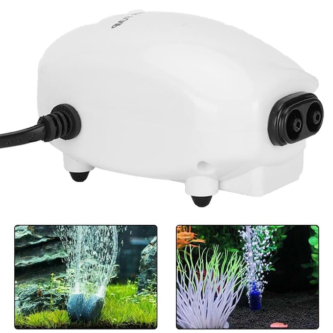 Aquarium Lucht Zuurstofpomp Vissenkom Beluchtingsmachine Stil Dubbele Uitgang white