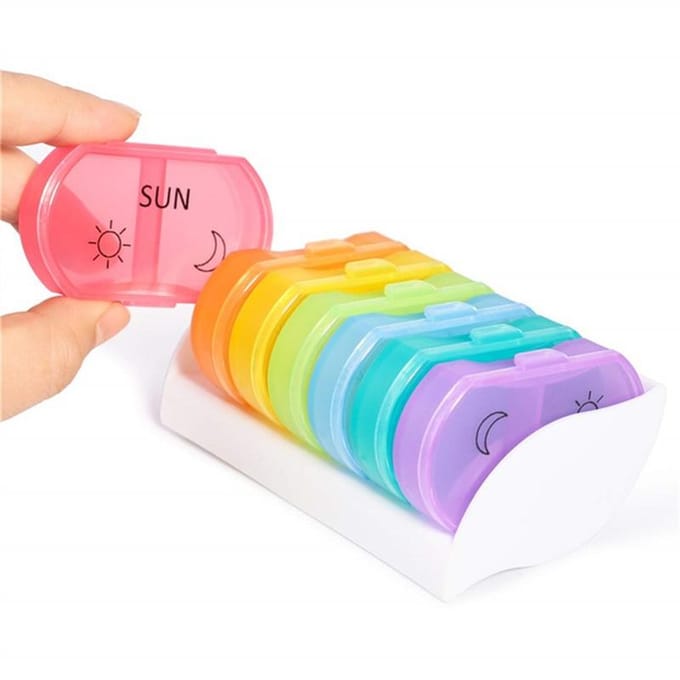 Draagbare dagelijkse pillendoos AM PM 7-daagse pillenhouder Medicatietablet Opbergdoos Dispenser Organizer