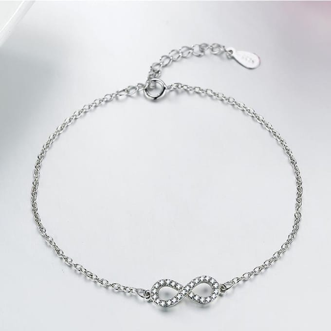 Bracelet Européen et N Mode Caractères Infini 8 Bracelet Simple Zircon Or Rose white