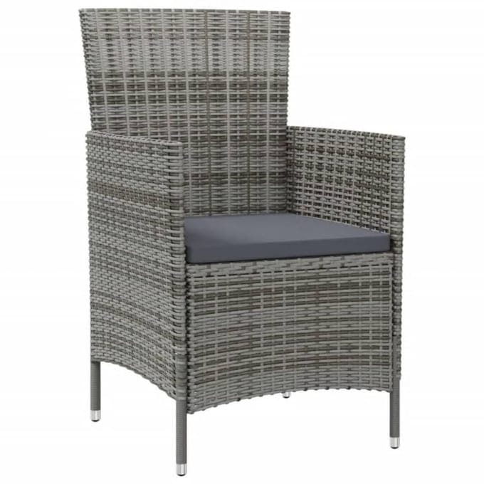 vidaXL - 7-delige - Tuinset - met - kussens - poly - rattan - grijs