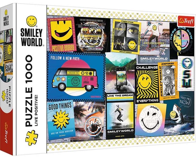 Trefl legpuzzel 1000 stukjes - Smiley - Live Positive! vrolijk puzzelplezier.