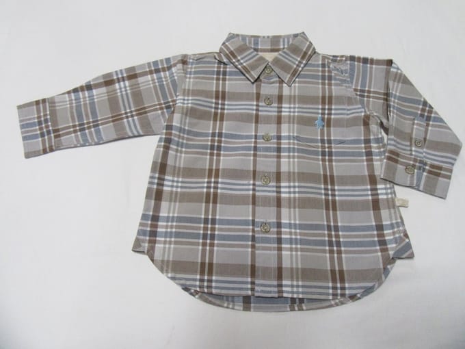 noukie's , jongens , overhemd , geruit , beige / bruin /blauw , 4 jaar 48