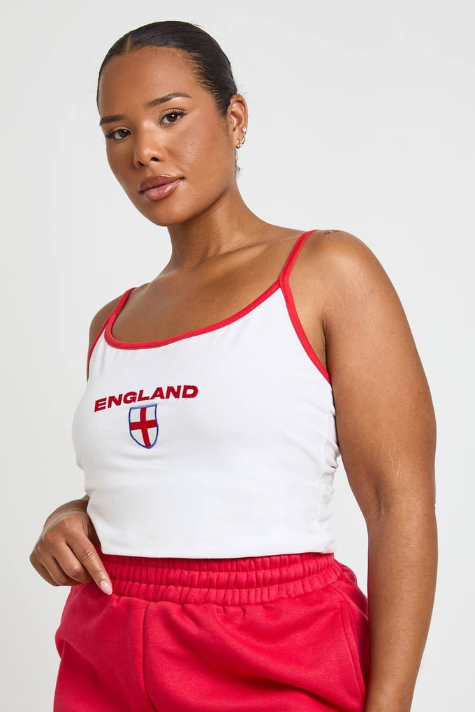boohoo Dames Plus Engeland Contrasterende Bies Bandjes Hemdje | Wit | Maat: 52