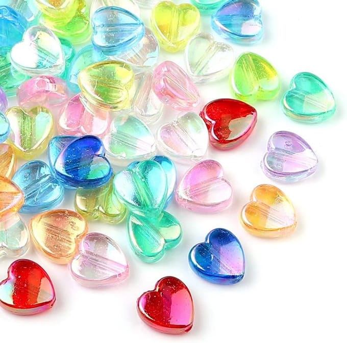 Kralen, 800 stuks, AB-kleur, plastic kralen om sieraden te maken (hart-kleur)