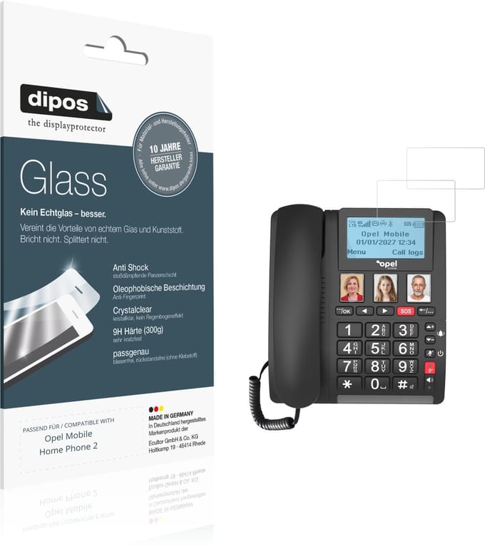 dipos – 2x Pantserfolie geschikt voor Opel Mobile Home Phone 2 | 9H Screenprotector