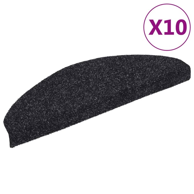 vidaXL - Trapmatten - Zelfklevend - 10 - stuks - 65x21x4 - cm - Zwart - Halfrond - Groot