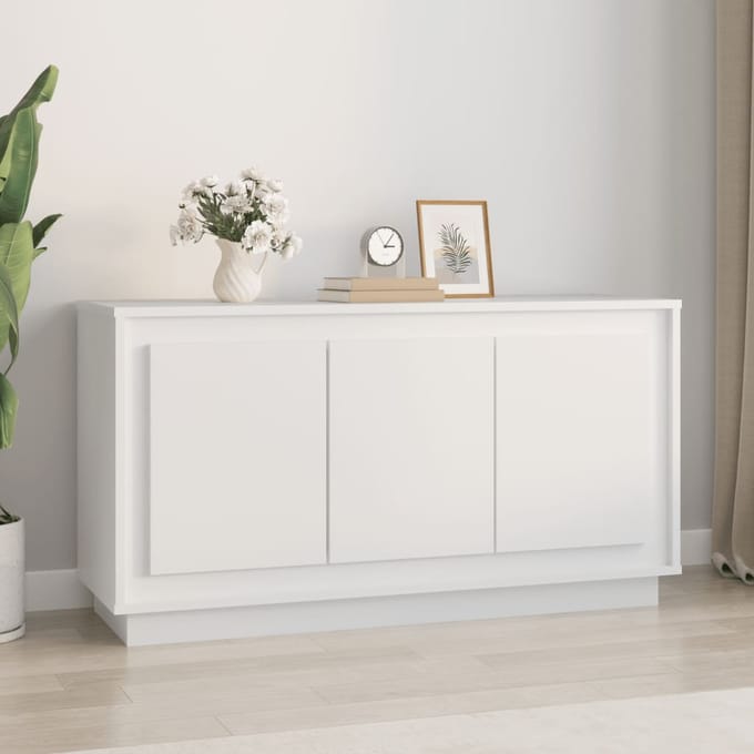 vidaXL - Dressoir - 102x35x55 - cm - bewerkt - hout - wit