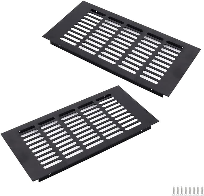 Dailygoods - Aluminium Ventilatierooster 300 x 150 mm - Zwart Vierkant