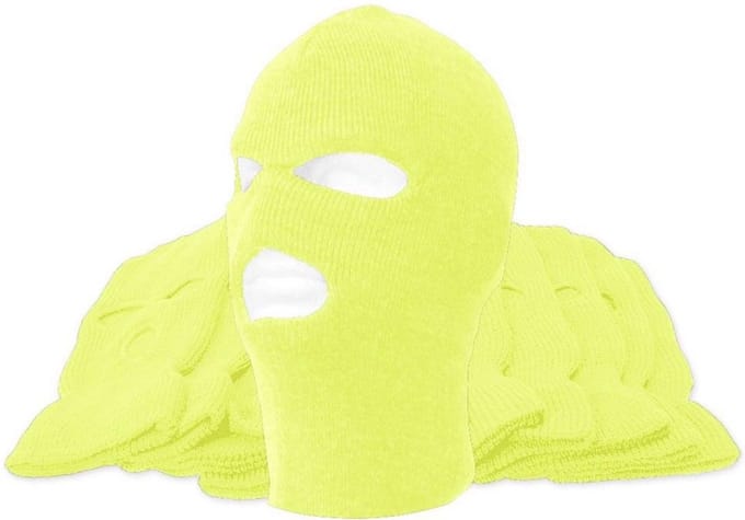 Bivakmuts 3 gaten neon geel - Warme muts - Rekbaar - One Size - Balaclava - Motor