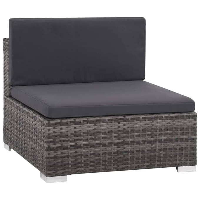 vidaXL - 6-delige - Loungeset - met - kussens - poly - rattan - grijs