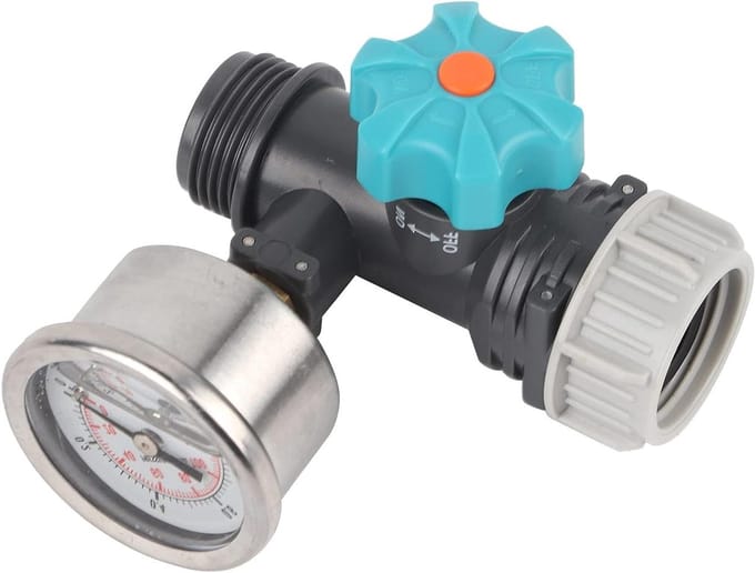 Instelbare Waterdrukregelaar met Meter voor Serretuin en RV - G3 / 4in Schroefdraad - Externe en Interne Draad - Irrigatiecontroller