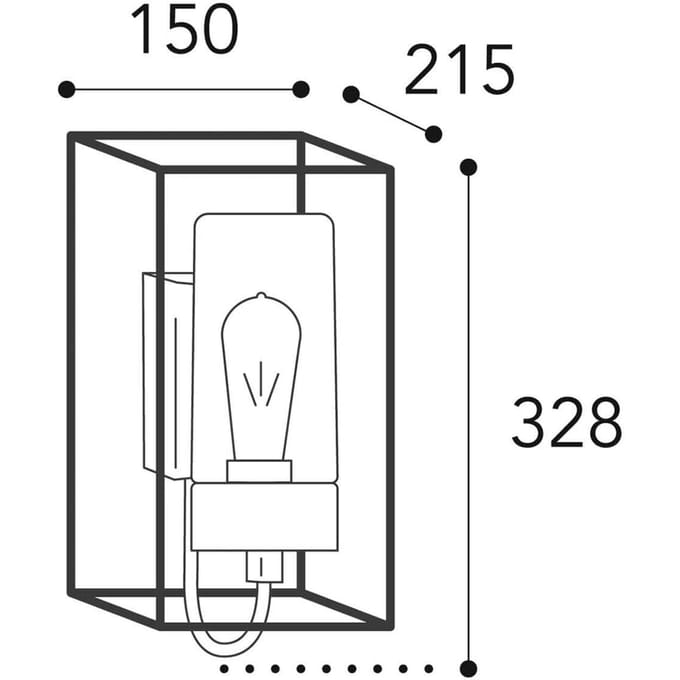 Moretti Luce Buitenwandlamp Cubic³ 3362 messing antiek/opaal