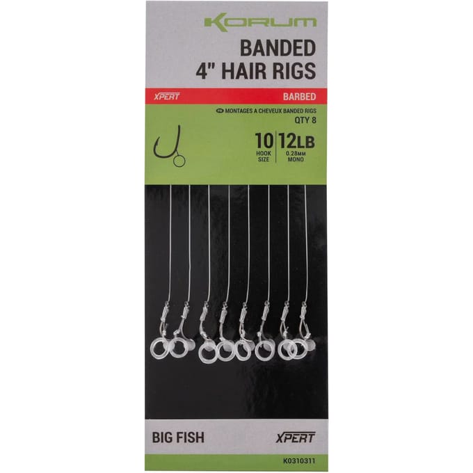 Dobber met een haak Korum Banded Hair Barbed (x8)