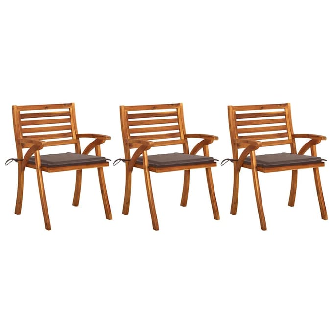 vidaXL - Tuinstoelen - 3 - st - met - kussens - massief - acaciahout
