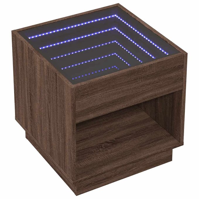 vidaXL - Salontafel - met - Infinity - LED - 50x50x50 - cm - bruin - eikenkleurig