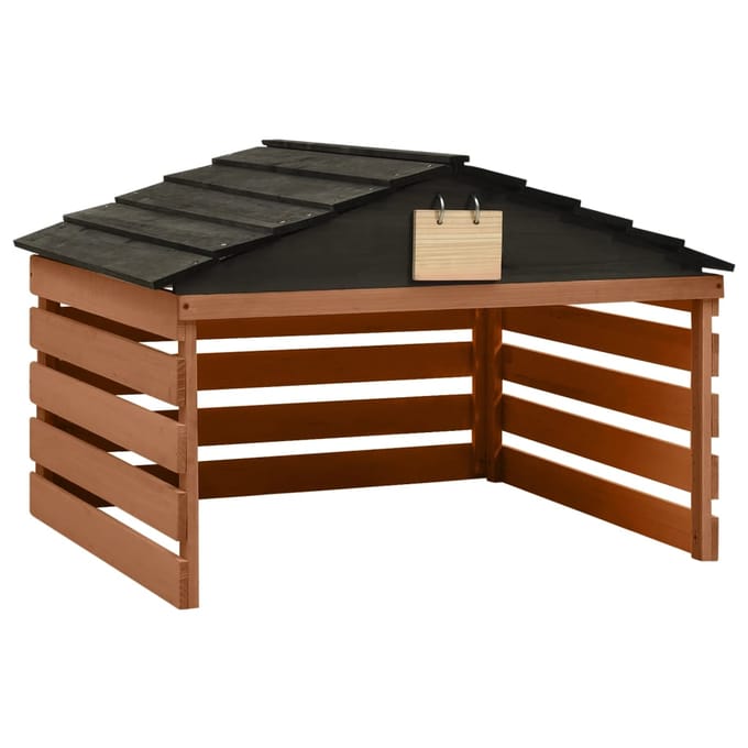 vidaXL - Overkapping - voor - grasmaaier - 78x74x54 - cm - vurenhout - zwart - bruin