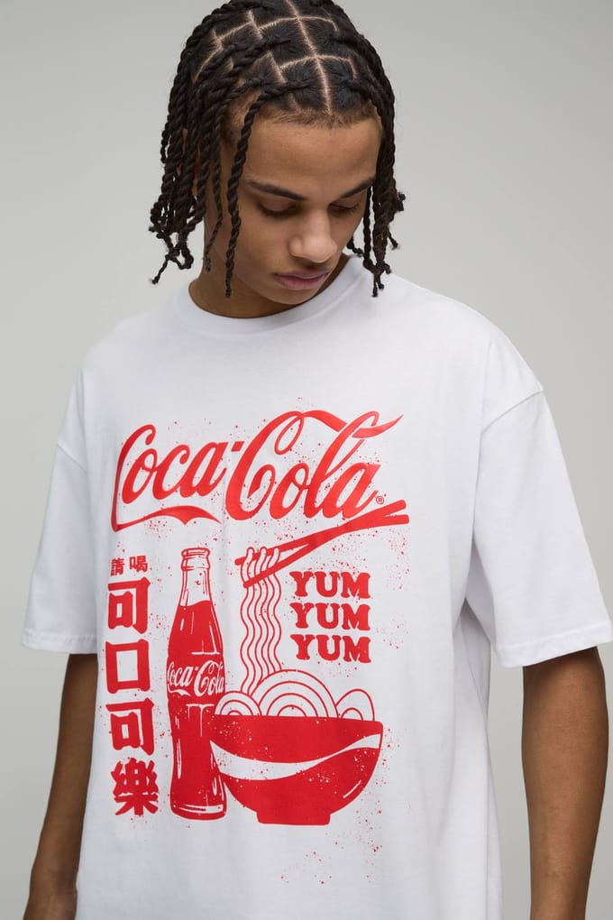Oversized Coca-Cola Licentie Geprint T-Shirt | White | Size Small