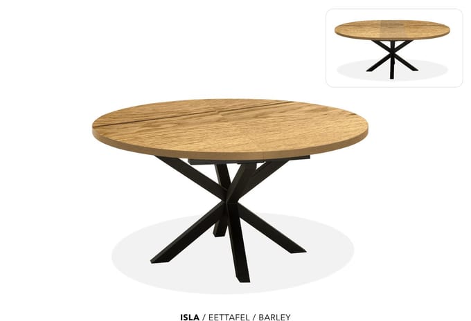 Maxfurn - Ronde uitschuiftafel 140/180 | Zeer krasvast | Kleur: Barley