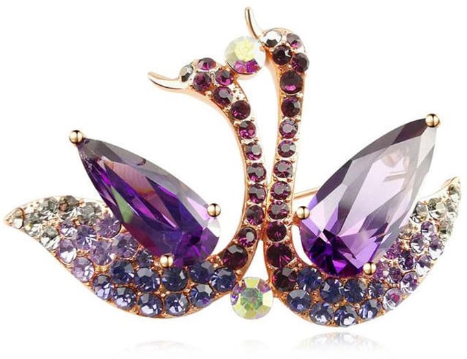 Zwaan Broche Blauwe Kristal