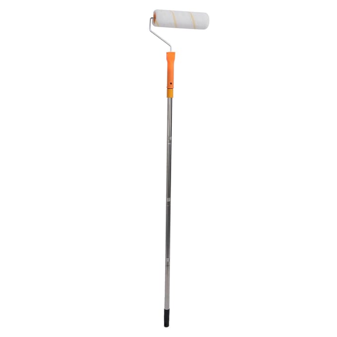 3,9ft Verfroller Verlengstok Kit met 9in Rollerborstel Afneembaar Telescopisch Lange Verfroller Set voor Hoek white